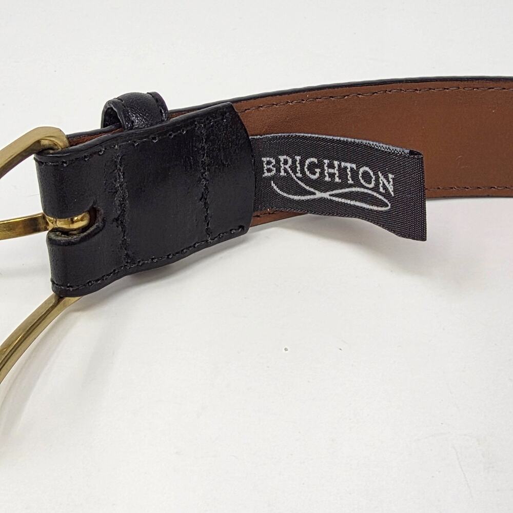 Brighton Leather Belt Mens Black Anilina Glove Leather Size 50 Stylish Dressy - Picture 2 of 12
